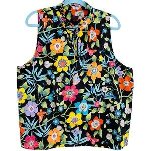 PLUS J. Crew X Liberty Fabric Tropical Floral Colorful Cotton Tank Blouse Sz 20‎